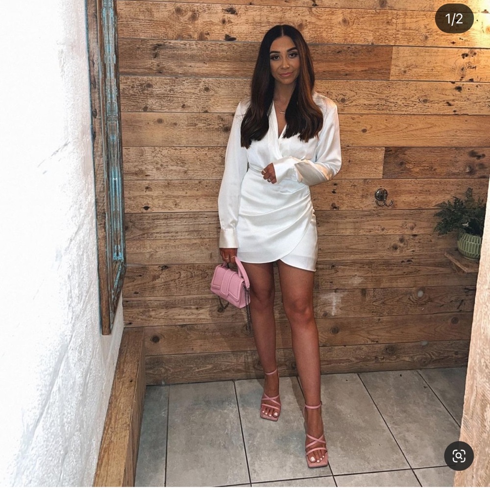 ZARA Satin Dress White